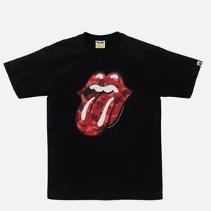 NWOT BAPE MEN'S XL A BATHING APE x ROLLING STONES Black/Red T-shirt